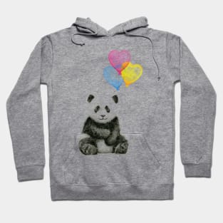 Baby Panda with Heart-Shaped Balloons Hoodie